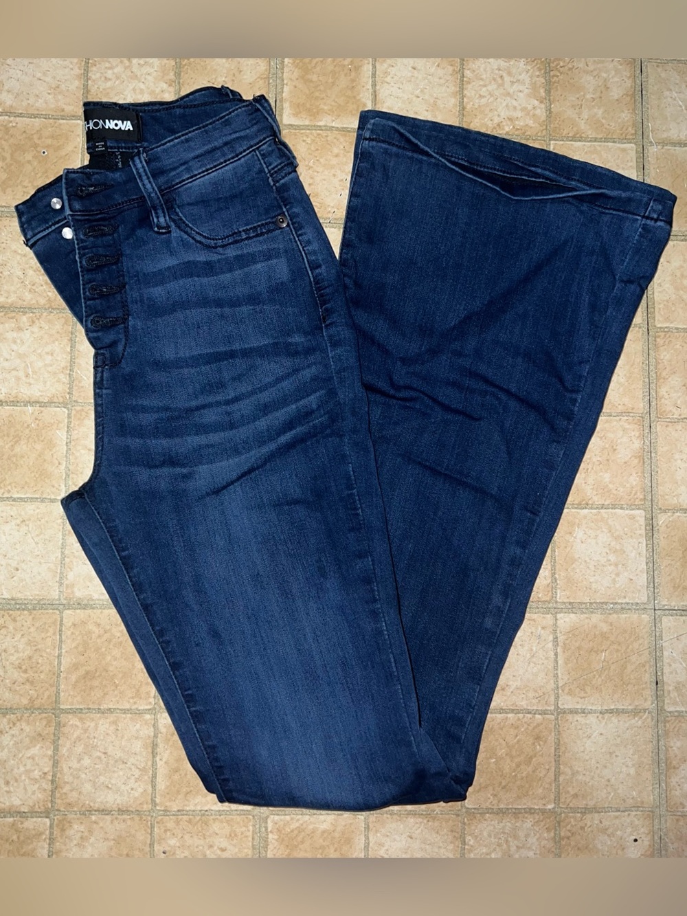 Fashion Nova Women's Deep Indigo High-Rise Flare Jeans